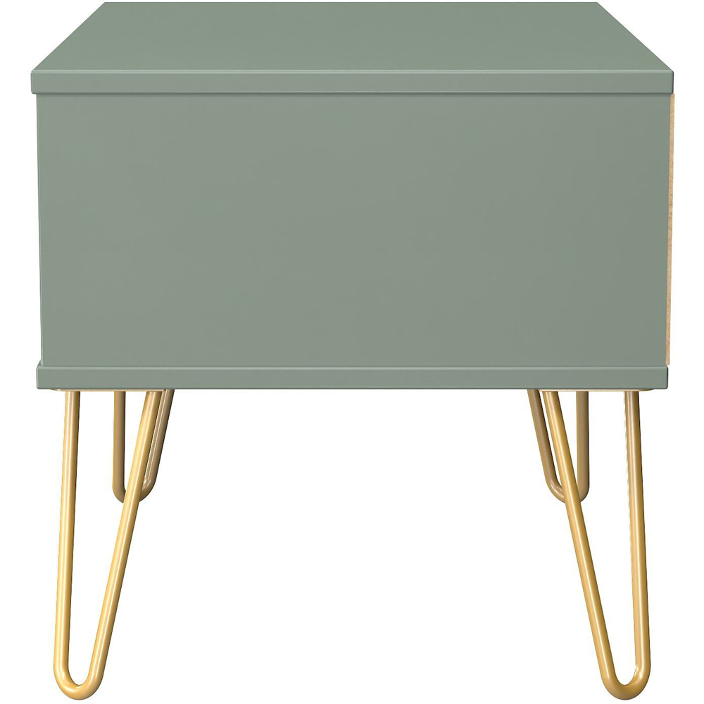 Crowndale Diamond Single Drawer Reed Green Wide Side Table Ready Assembled Image 3