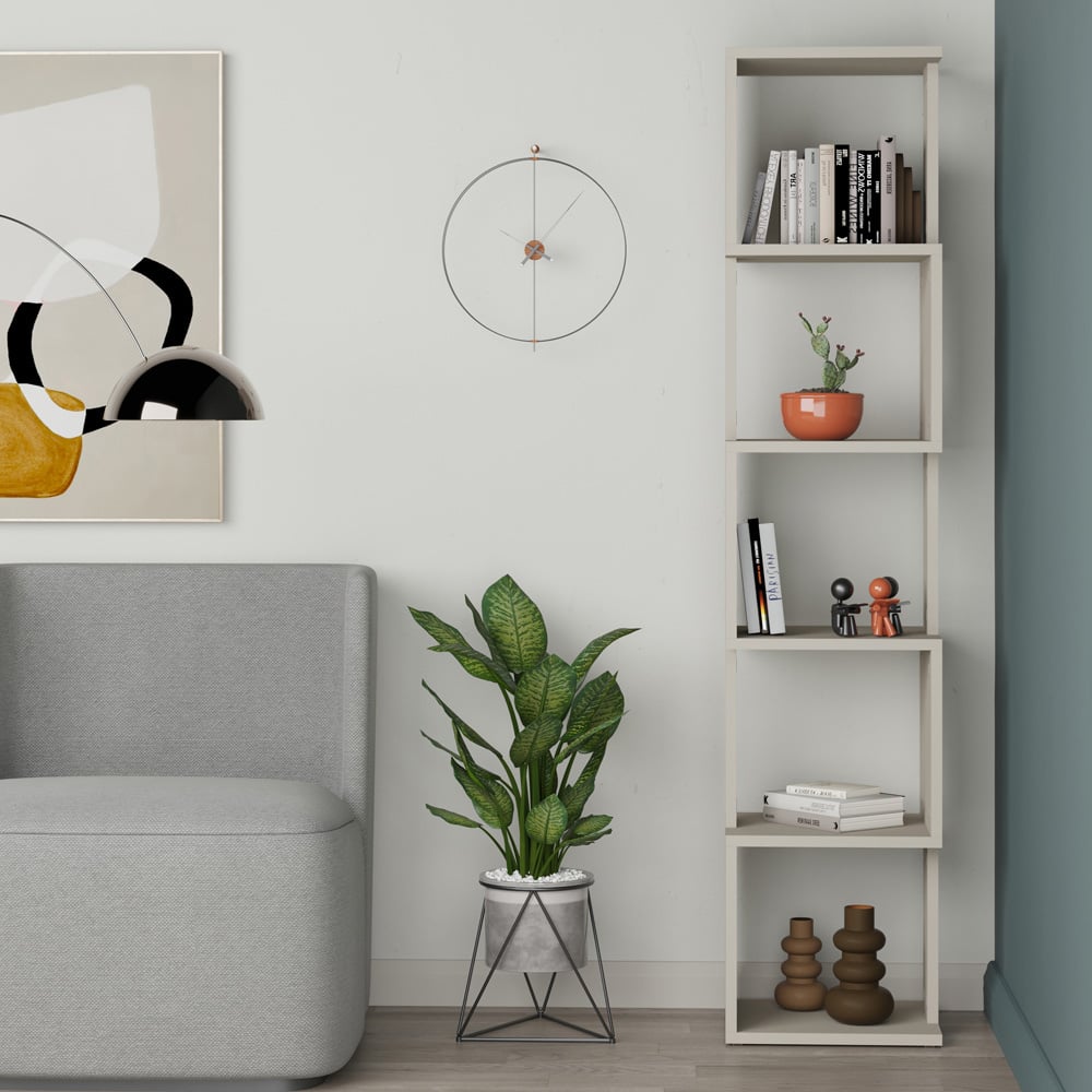 Decortie Piri 5 Shelf Sandstone Asymmetrical Bookcase Image 5