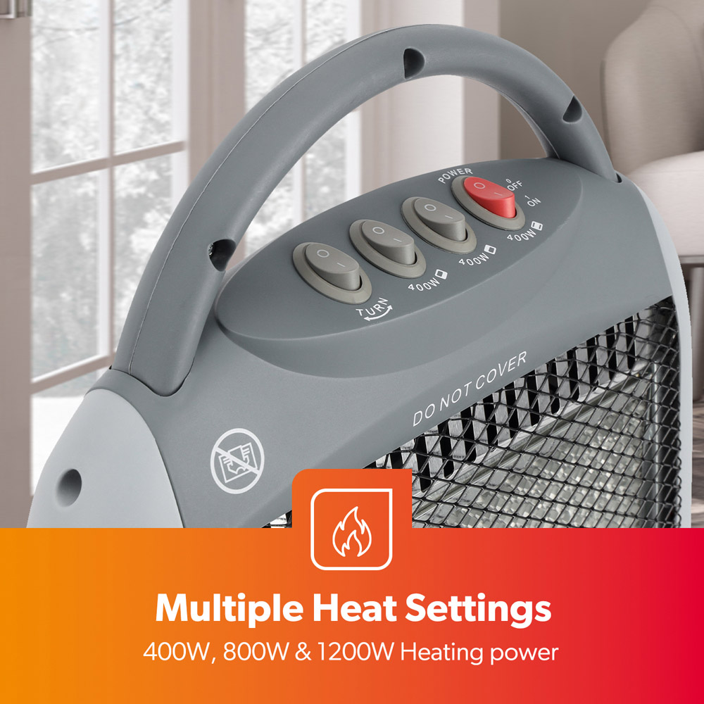 Geepas Grey Energy Efficient Halogen Heater 1200W Image 3