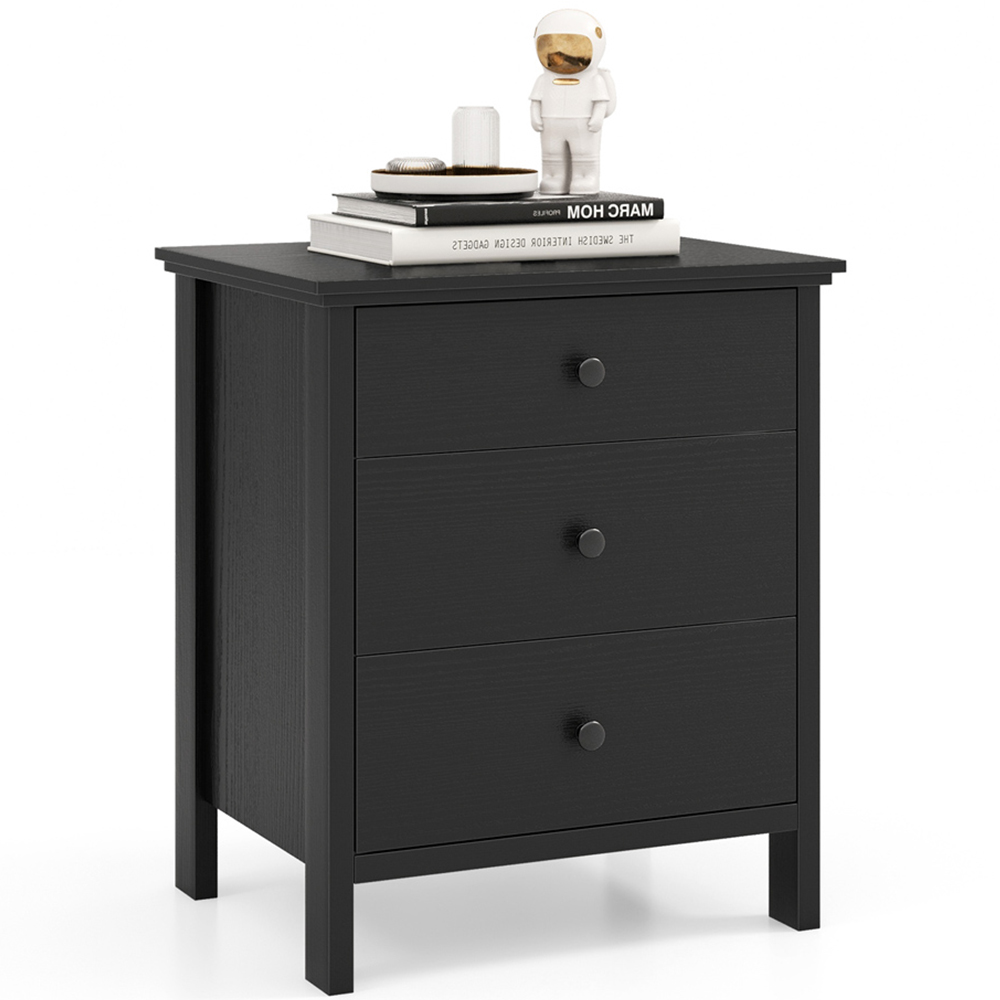 Compact Draws Costway 3 Drawer Black Compact Chest of Drawers | Wilko