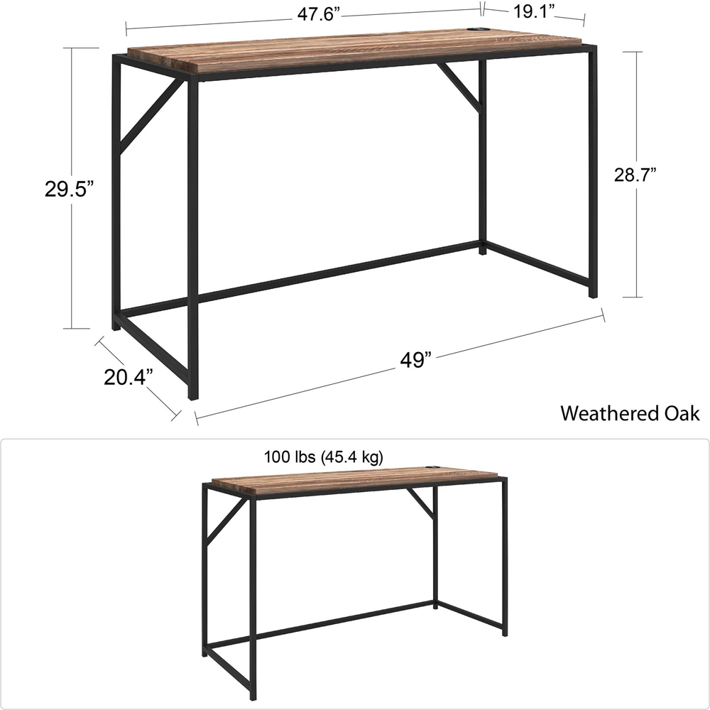 Dorel Quincy Writing Desk Weathered Oak Image 8