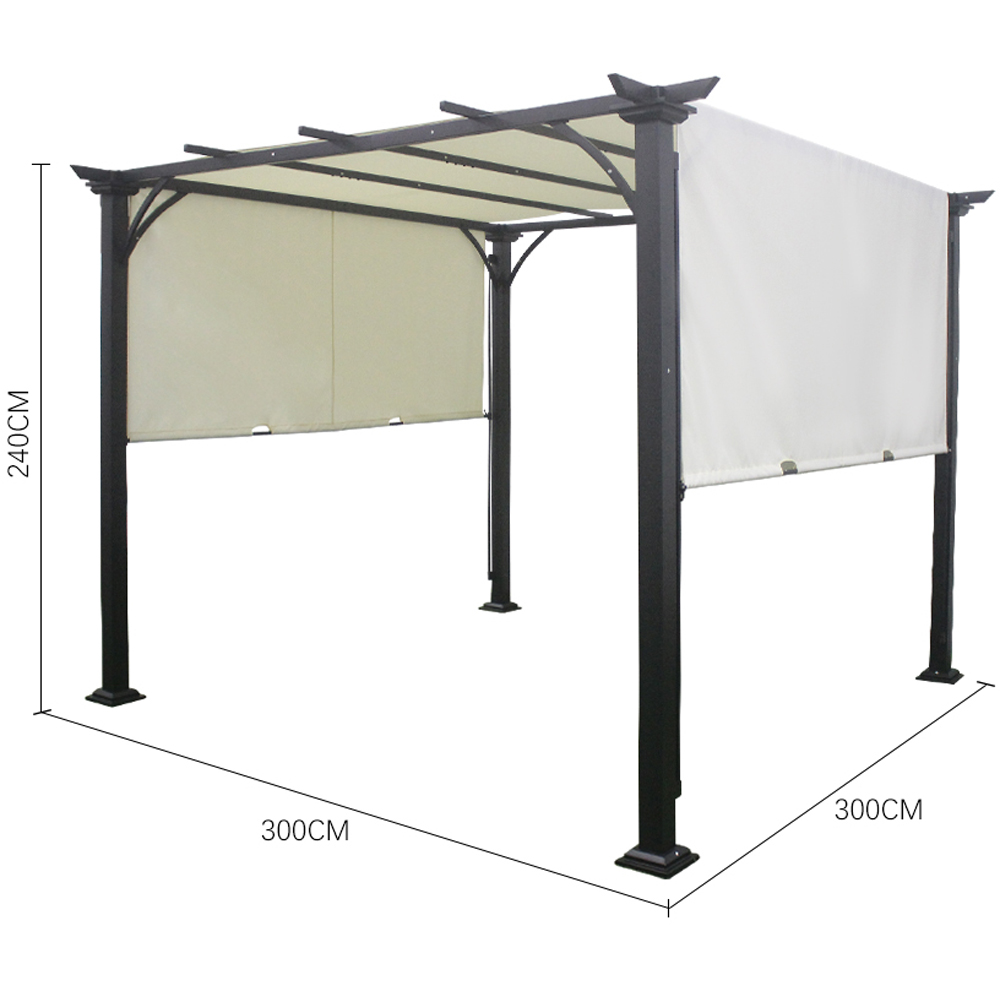 Living and Home 3 x 3m Beige Outdoor Patio Pergola with Canopy Image 7