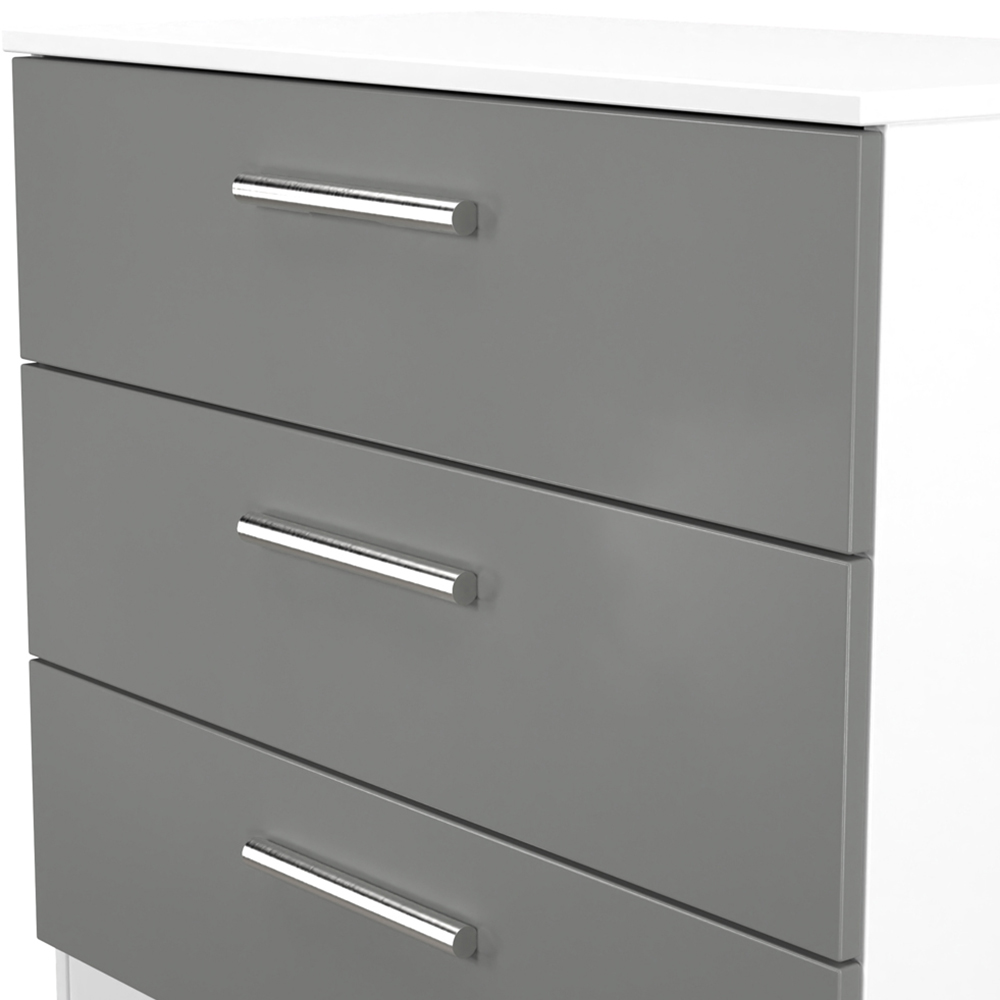 Crowndale Contrast 3 Drawer Dusk Grey and White Chest of Drawers Ready Assembled Image 4