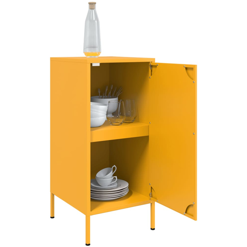 vidaXL Single Door Mustard Yellow Metal Sideboard Set of 2 Image 5