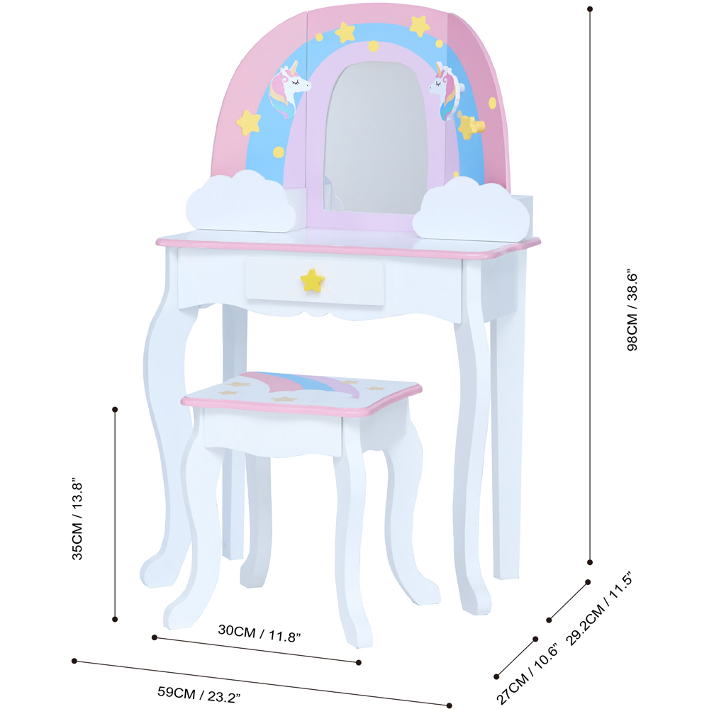 Teamson Kids Little Dreamer Rainbow 3 Drawer Pink Toy Vanity Set Image 9