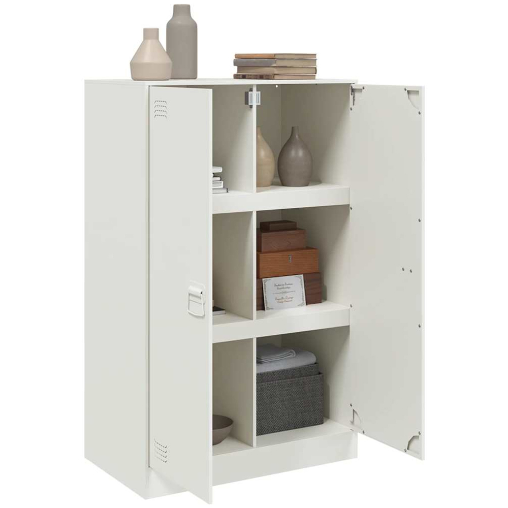 vidaXL 2 Door White Steel Sideboard Image 3