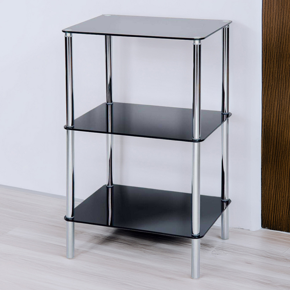 Sierra 3 Tier Square Shelving Unit Black Image 1
