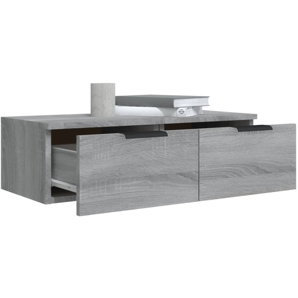vidaXL 2 Drawer Grey Sonoma Wooden Wall Cabinet Image 5