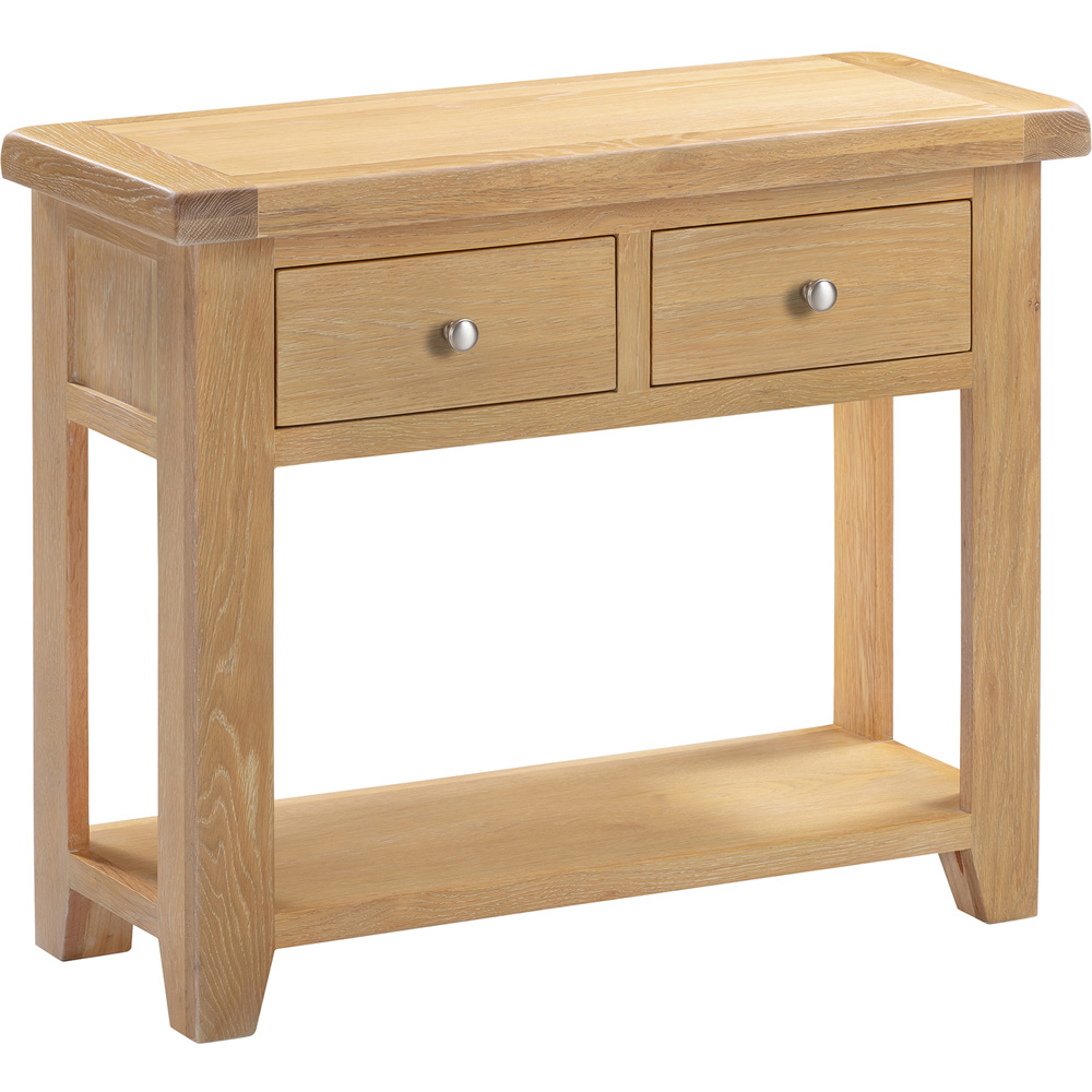 Seconique Windsor 2 Drawer Natural Oak Console Table Image 2
