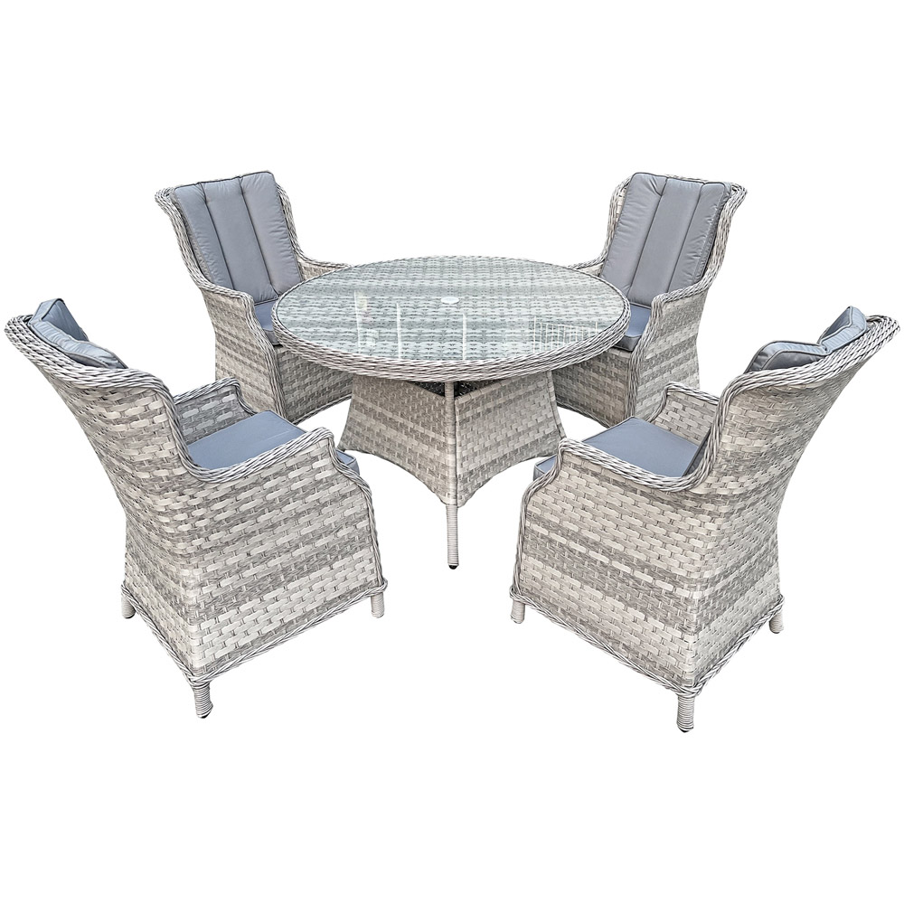 Oseasons Knightsbridge 4 Seater Extra Large Dove Grey Rattan Dining Set Image 2