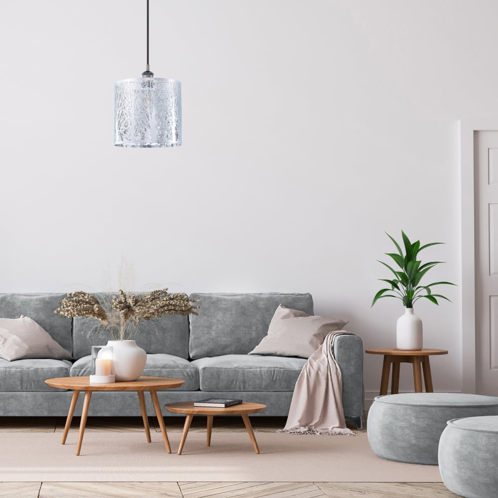 Happy Homewares Polished Chrome Metal Forest Pendant Shade Image 2