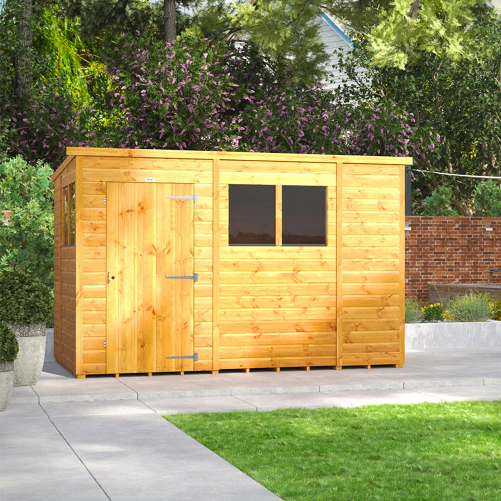 Power Sheds 10 x 6ft Pent Wooden Shed Image 2