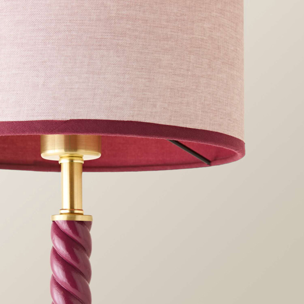 ValueLights Amara Linen Shade Pink Twist LED Table Lamp with Bulb Image 4