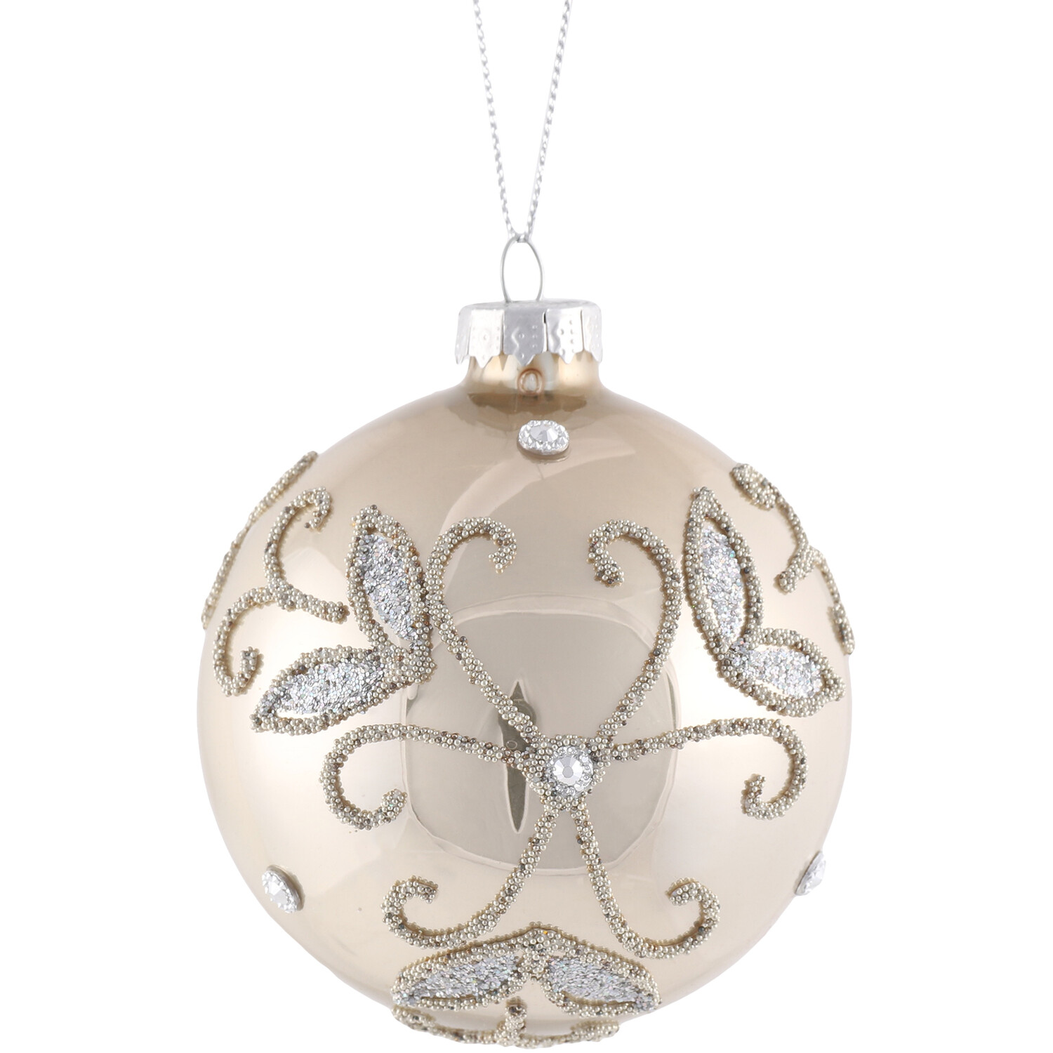 Leaf Design Bauble Champagne - Champagne Image 1