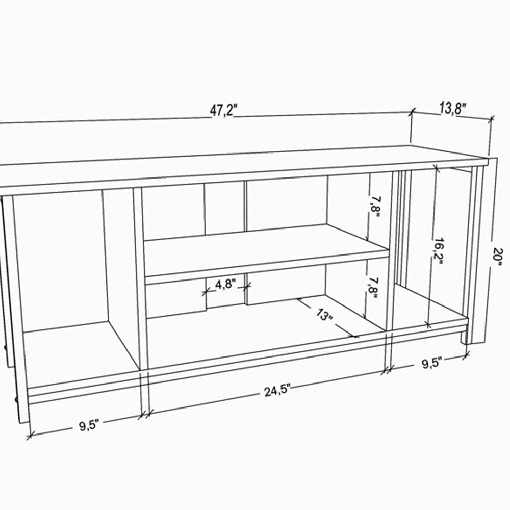 Decorotika Rinaldo 4 Open Shelf Black and White Wide TV Unit Image 6