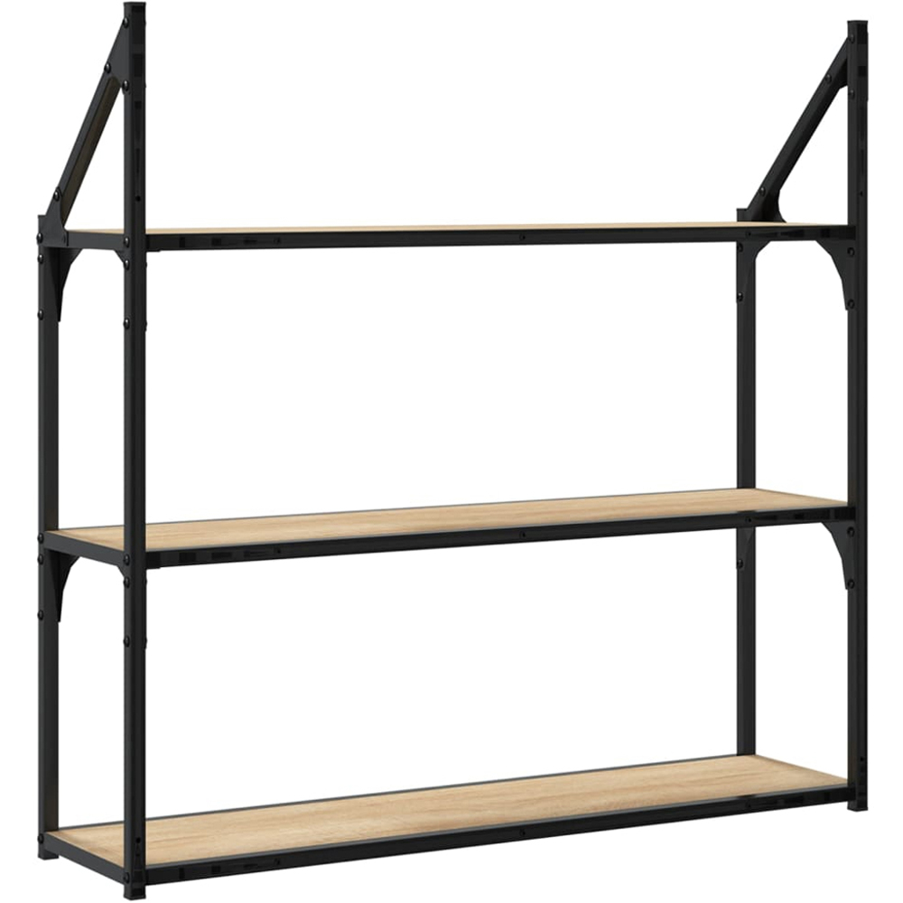 vidaXL 80cm 3 Shelf Sonoma Oak Wall Shelf Image 5