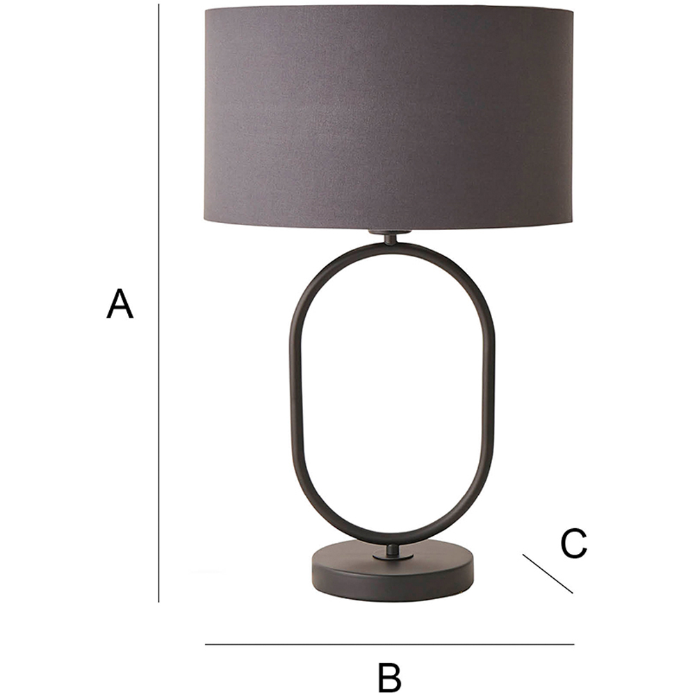 ValueLights Antonia Charcoal Fabric Drum Shade Matte Black Oval LED Table Lamp Image 7