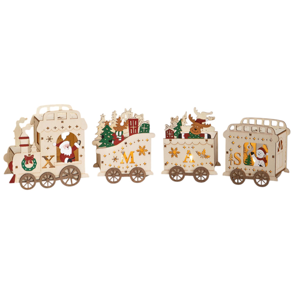 Samuel Alexander 4 Warm White LED Battery Powered Santa's Express Wooden Christmas Decoration 38cm Image 1