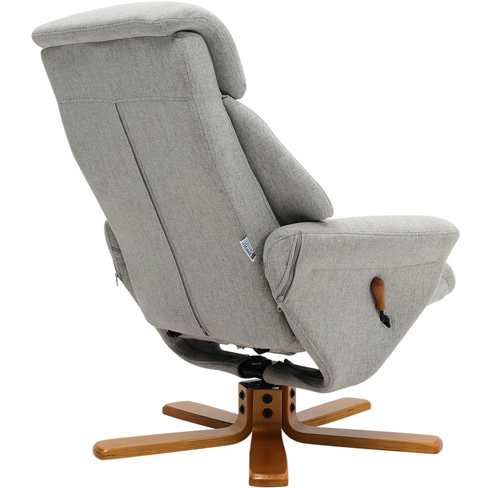 Living and Home Light Grey Linen Duck Foot Base Swivel Recliner with Ottoman Image 5
