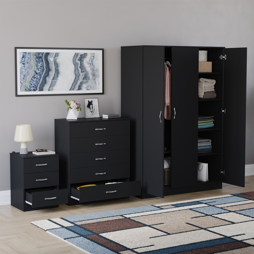 VIDA DESIGNS Riano Black 3 Piece Bedroom Furniture Set Image 5