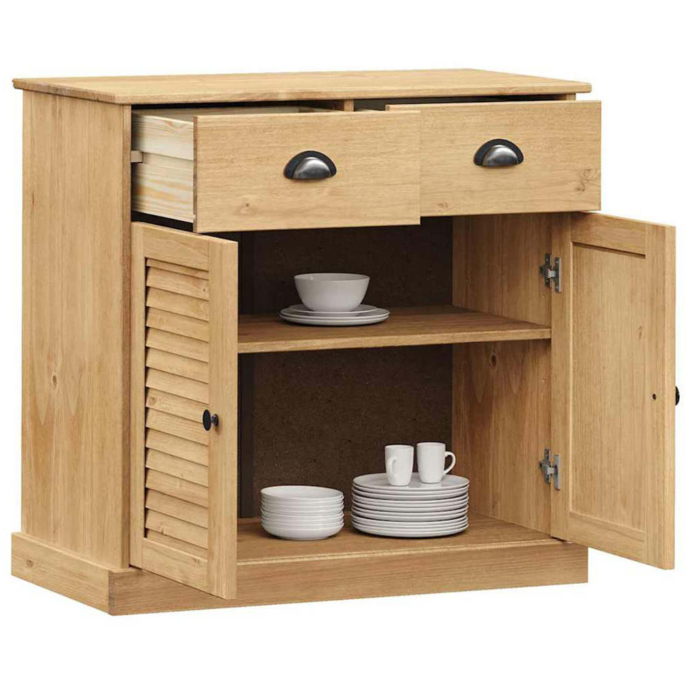 vidaXL 2 Door 2 Drawer Solid Pine Wood Sideboard Image 3