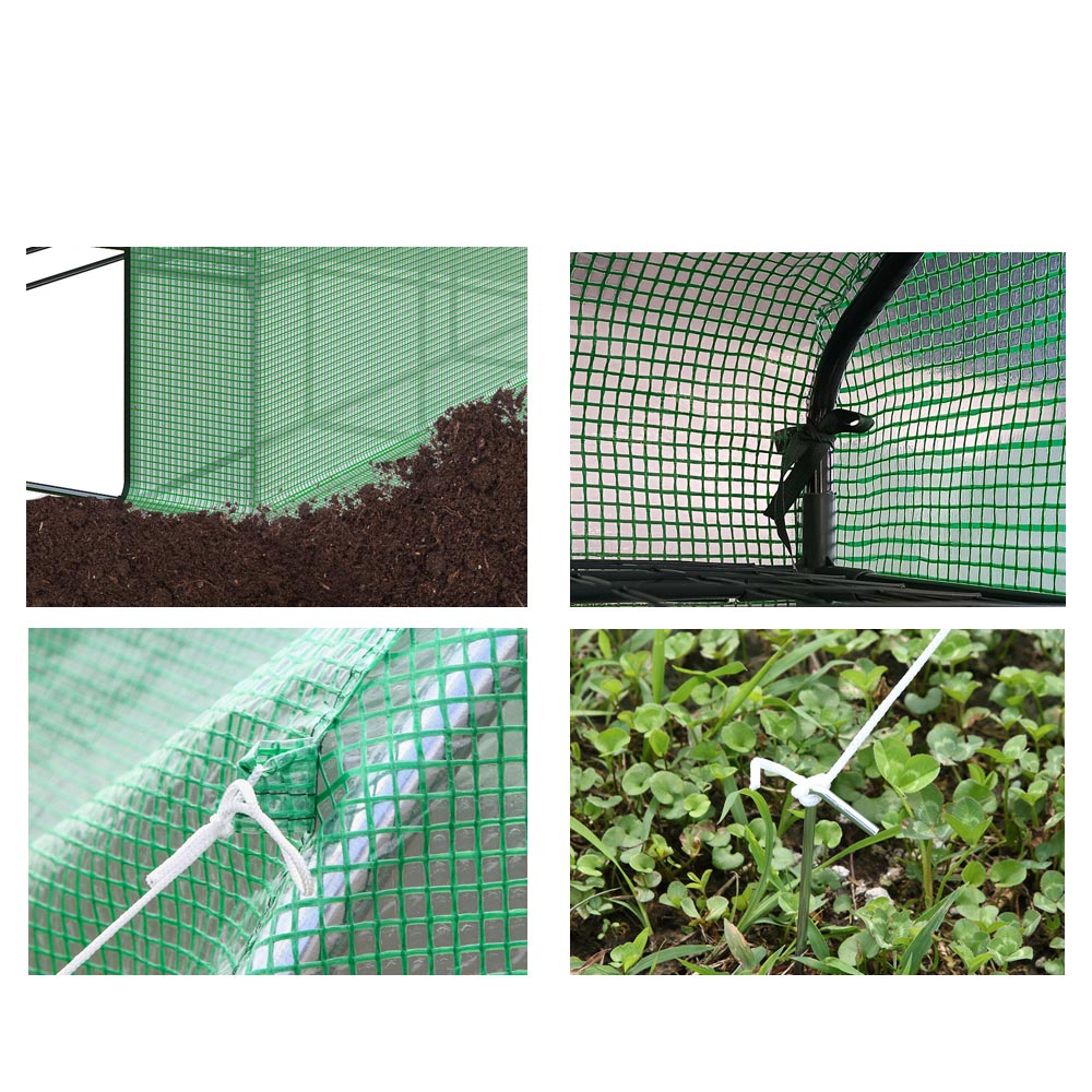 Outsunny Green PE 5.9 x 8ft Polytunnel Shelved Greenhouse Image 5