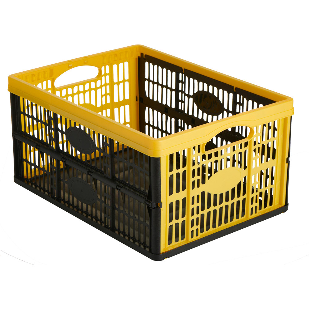 Wilko Black and Yellow Medium Folding Crate Image 1