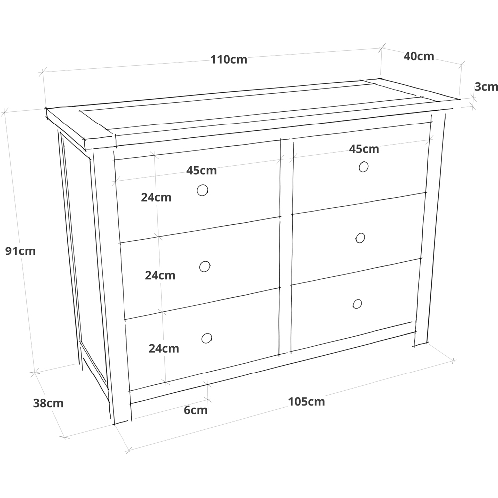 Cabinet Bits Trivento 6 Drawer Brown Chrome Knob Chest of Drawers Image 9
