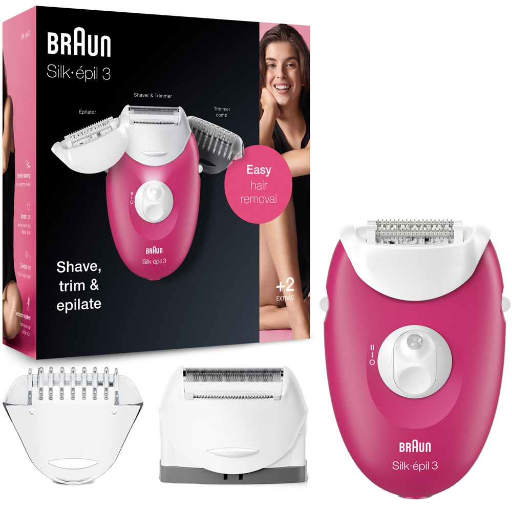 Braun SilkEpil 3-410 White and Pink Epilator for Women Image 3