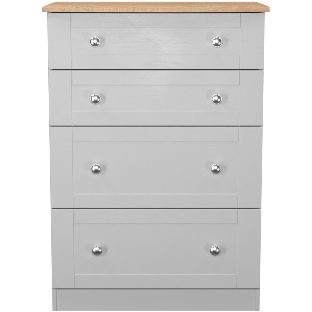 Crowndale Sussex 4 Drawer Grey Ash and Bardolino Oak Deep Chest of Drawers Ready Assembled Image 2