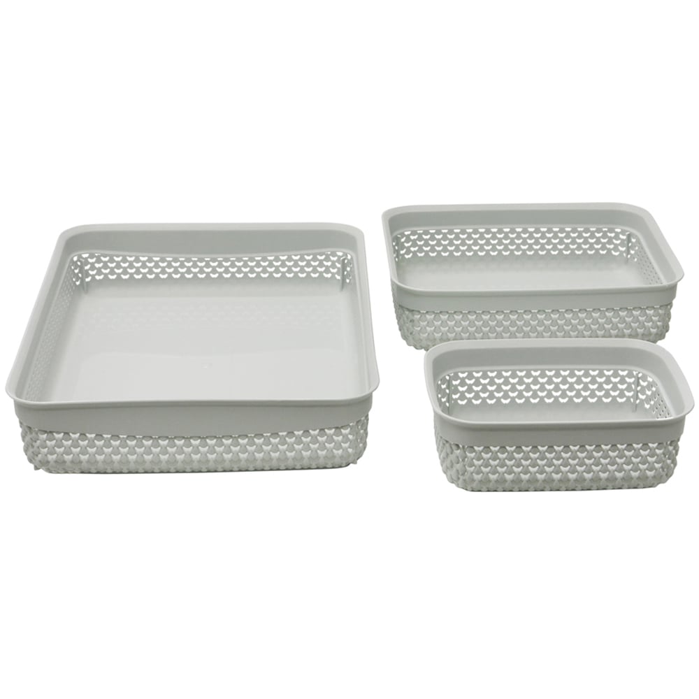 JVL Droplette Ice Grey Storage Basket 3 Pack Image 1