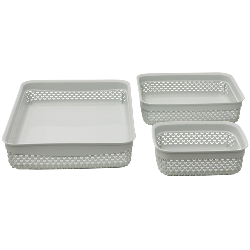 JVL Droplette Set of 3 Ice Grey Storage Baskets Image 1