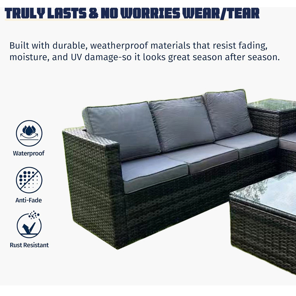 Furniture One 6 Seater Rattan Garden Lounge Set with Side Table Image 6