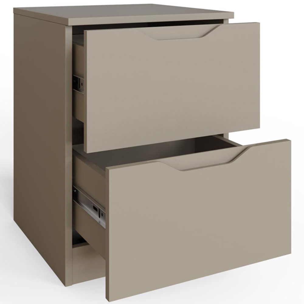 FWStyle Luno 2 Drawer Putty Modern Bedside Table Image 3