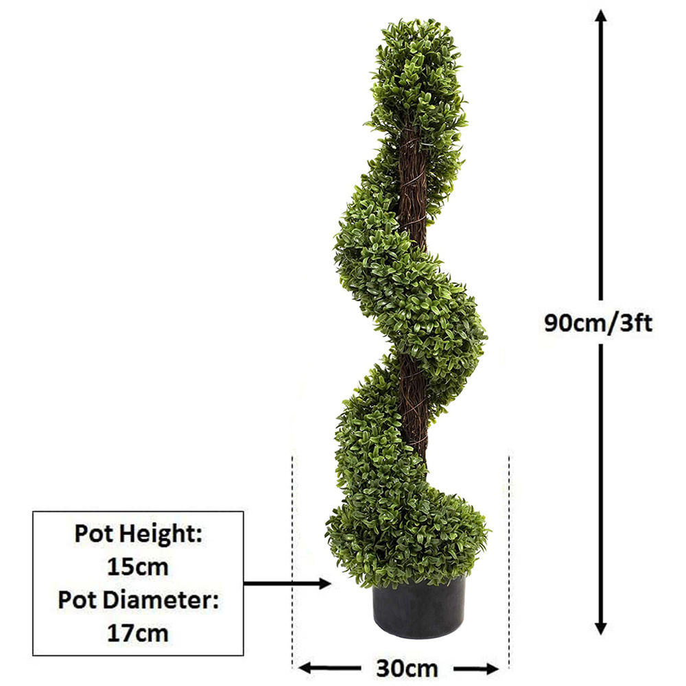 GreenBrokers Artificial Boxwood Spiral Trees 90cm 2 Pack Image 4