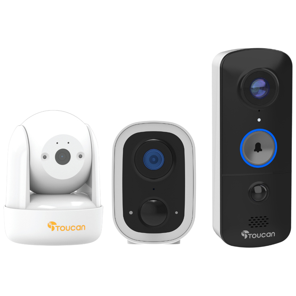 Toucan V3 Video Doorbell with S4 Security Camera and Seek Pan and Tilt Camera Image 1