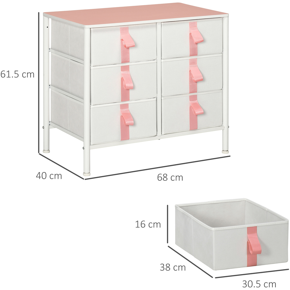 Portland 6 Drawer Pink Chest of Drawer Image 8