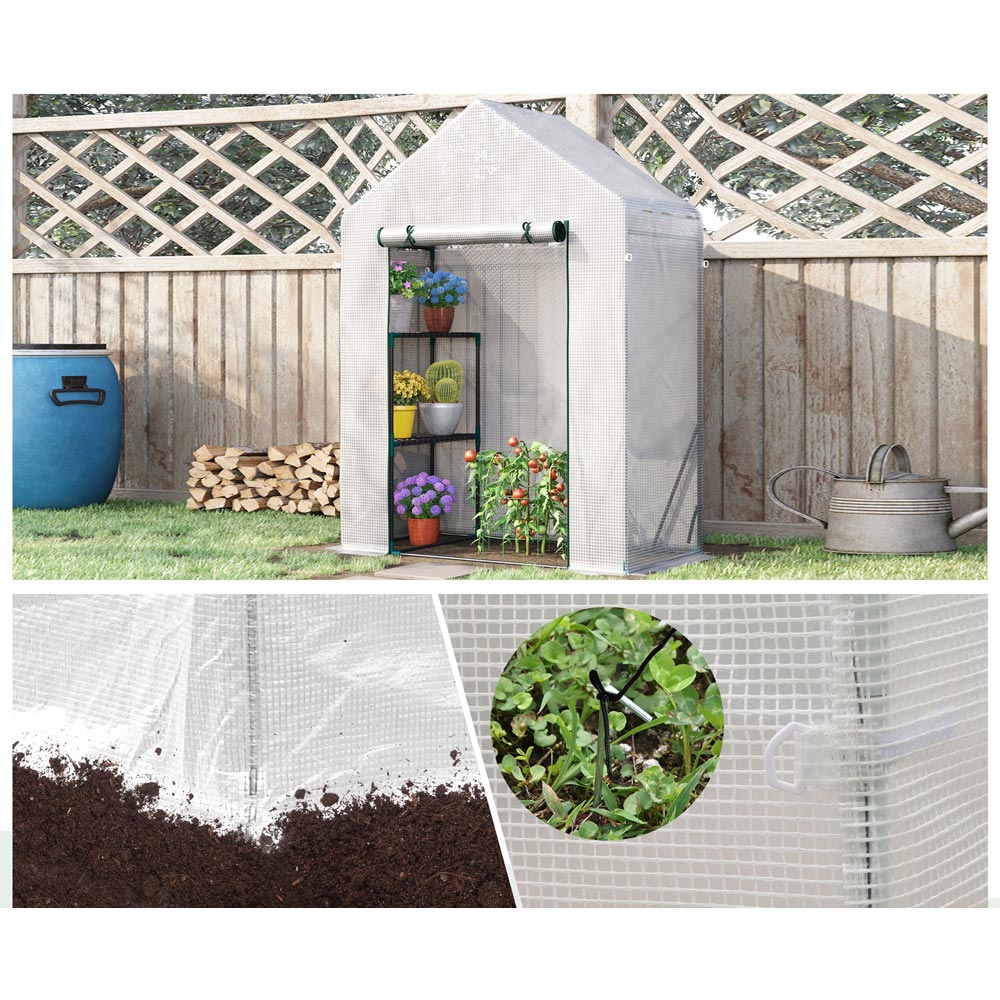 Outsunny White Plastic 4.7 x 2.4ft Mini Greenhouse Image 6