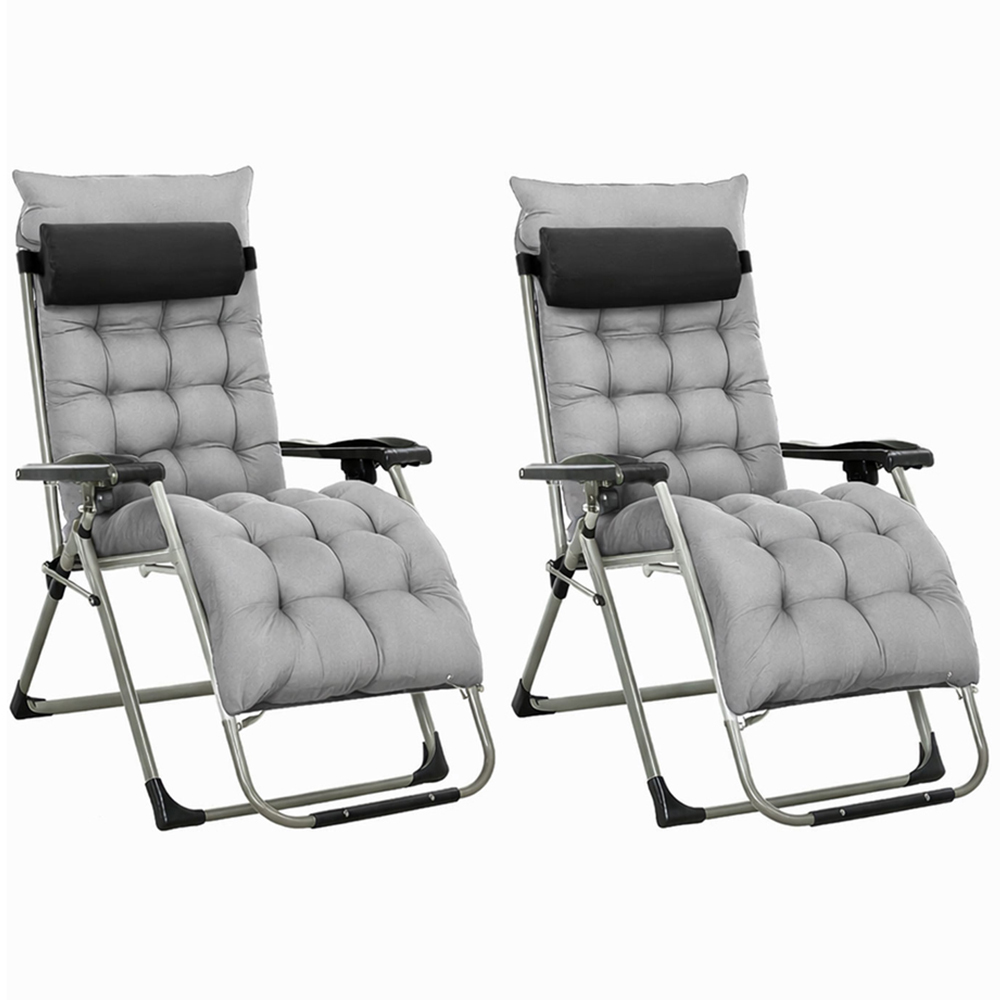 Neo Direct Grey Zero Gravity Sun Lounger with Padded Cushion Set of 2 Image 3