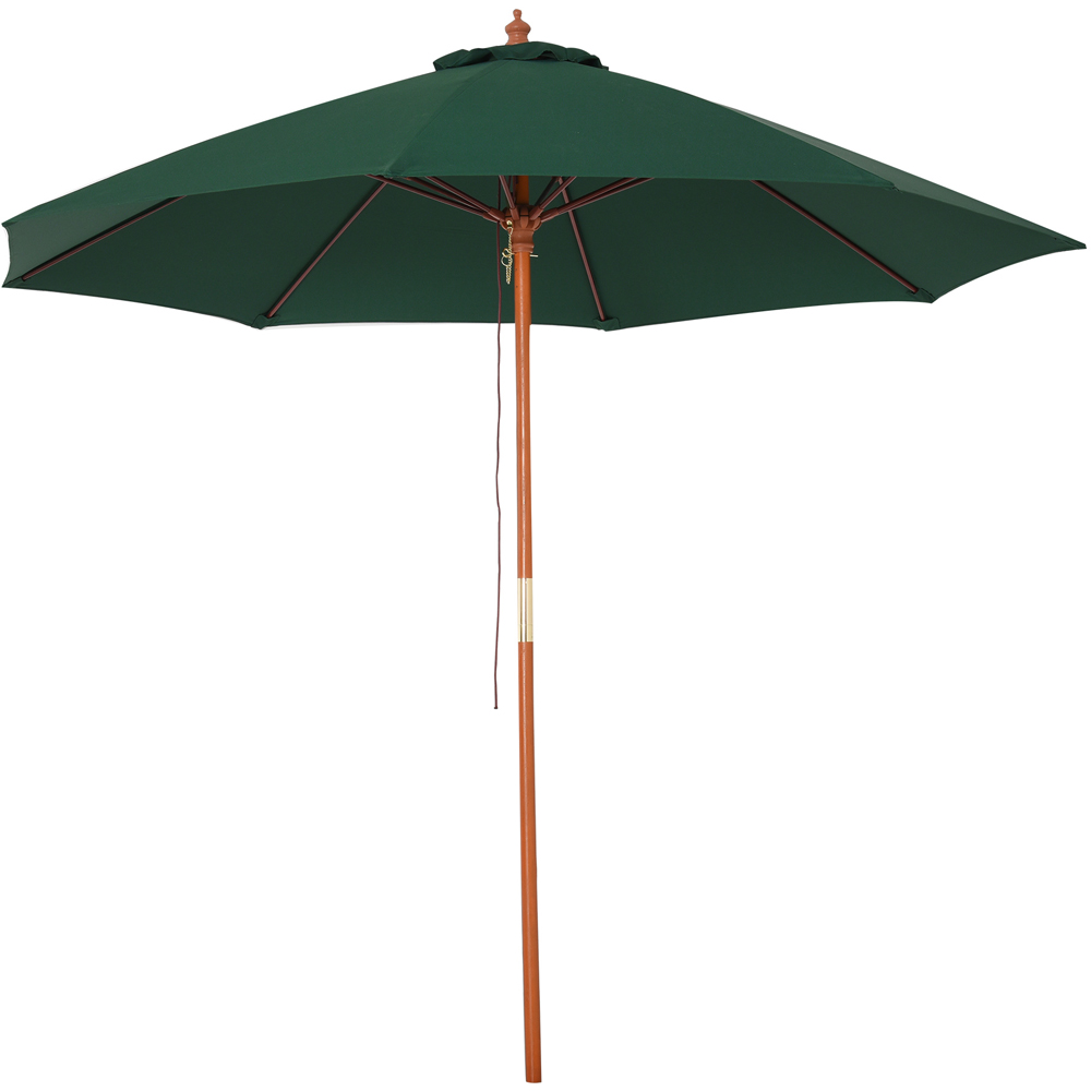 Outsunny Dark Green Wooden Garden Parasol with Top Vent 2.5m Image 1