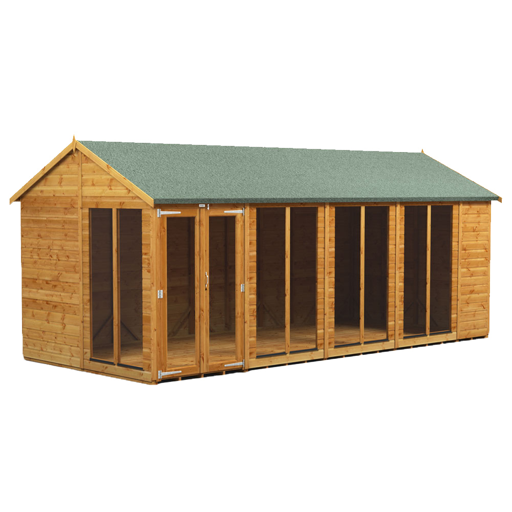 Power Sheds 18 x 8ft Double Door Apex Traditional Summerhouse Image 1