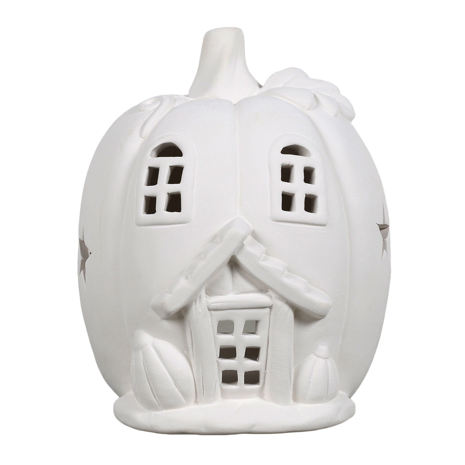 Paint Your Own Ceramic Pumpkin House - White Image 1