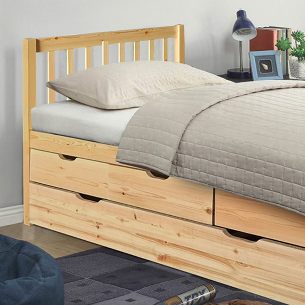 Brooklyn Single Natural Pine Cabin Bed with Trundle Image 2