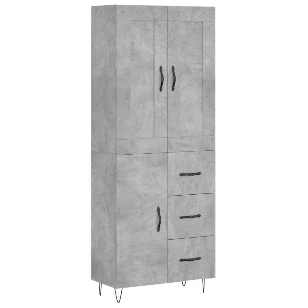 vidaXL 3 Door 3 Drawer Concrete Grey Highboard Image 2