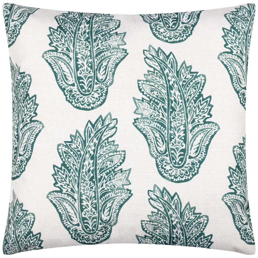 Paoletti Kalindi Teal Paisley Floral UV and Water Resistant Outdoor Cushion Image 2