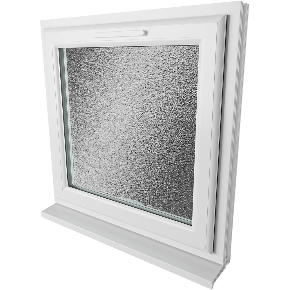 Crystal uPVC Double Glazed Window Top Hung Opener White Obscure Glass 610x610mm Image 9