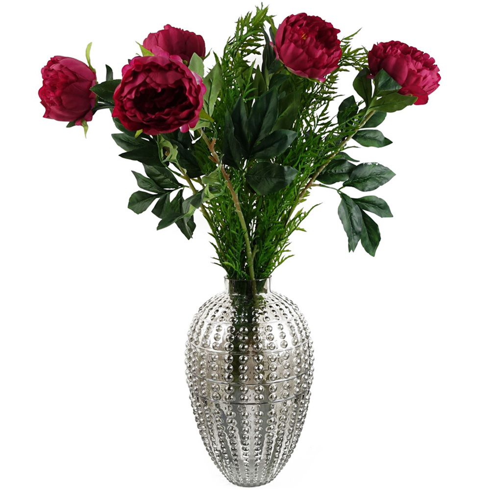 Leaf Peony Artificial Flower Bundle with Bubble Vase 80cm 8 Pack Image 1