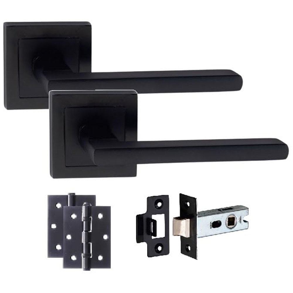 Golden Grace Matt Black Leon Straight Handle Set Image