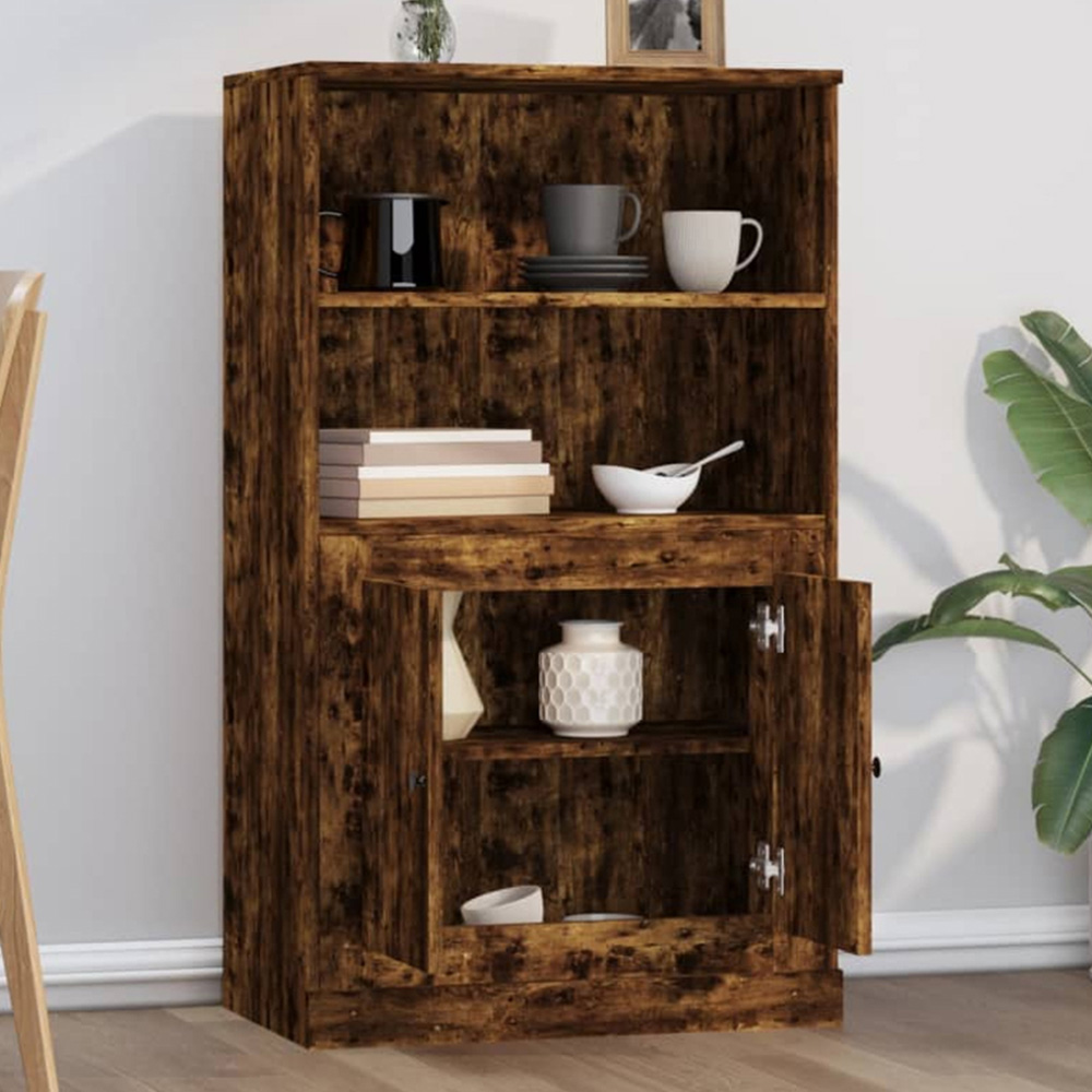 vidaXL 2 Door 2 Shelf Smoked Oak Highboard Image 1