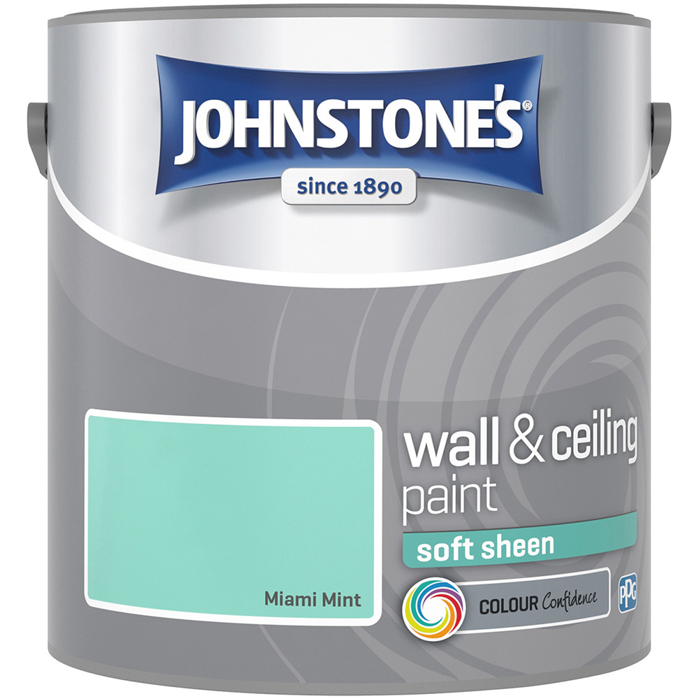 Johnstone's Walls & Ceilings Miami Mint Soft Sheen Emulsion Paint 2.5L Image 2